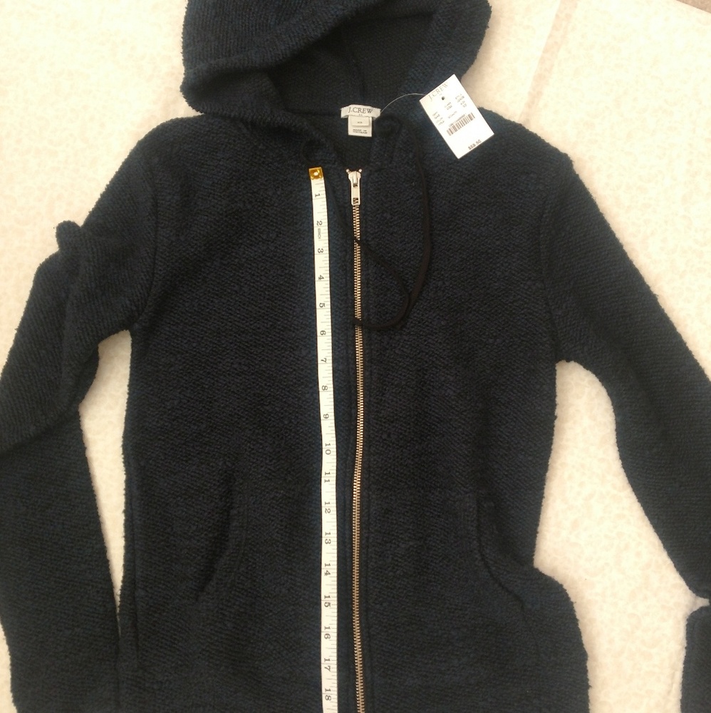 JCrew Navy Hooded Boucle Sweater zip up